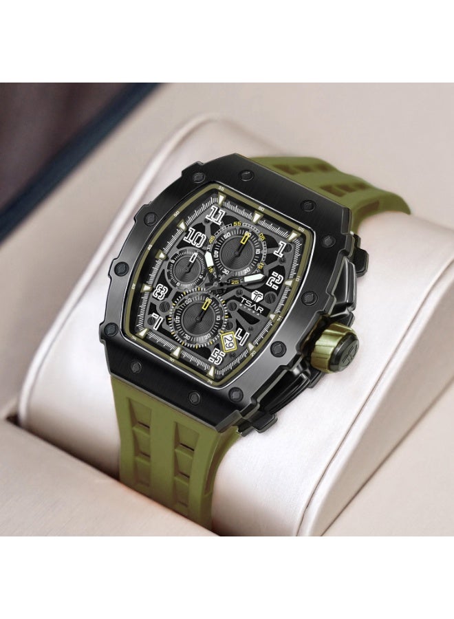 Tsar Bomba Men's 43MM Green Chronograph Silicone Strap Watch | TB8204Q-38 - Image 2